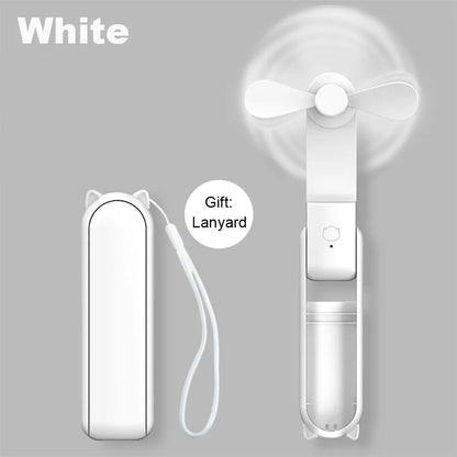 Nešiojamas ventiliatorius, super mini delninis ventiliatorius, įkraunamas USB laidu, sulankstomas, mažas kišeninis ventiliatorius su 2000 mAh išorine baterija, 3 greičio lygiai