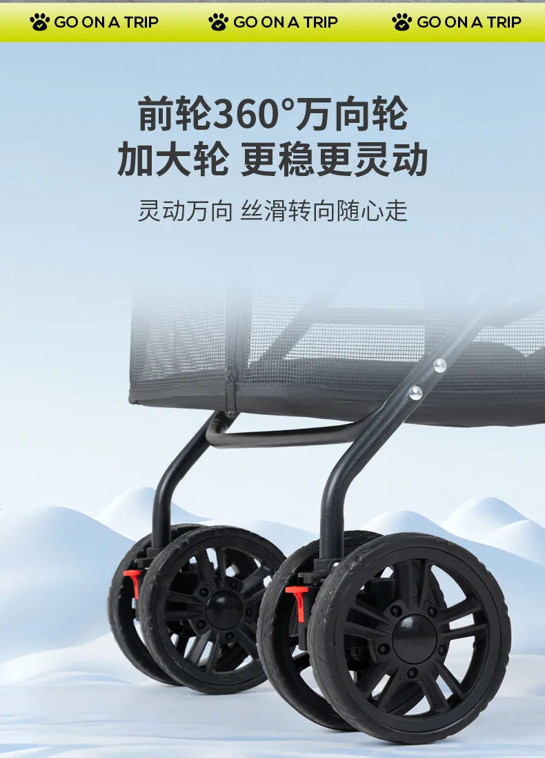 Medium and Large Dog Multi-functional Pet Cart Outdoor Travel Large Walking Dog Cart Portable and Foldable