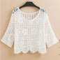 Women's Summer Short Jacket 2025 New Pullover Round Neck Knit Female Sweater Top Loose Fashion Hollowing Out Ladies Lace Tops