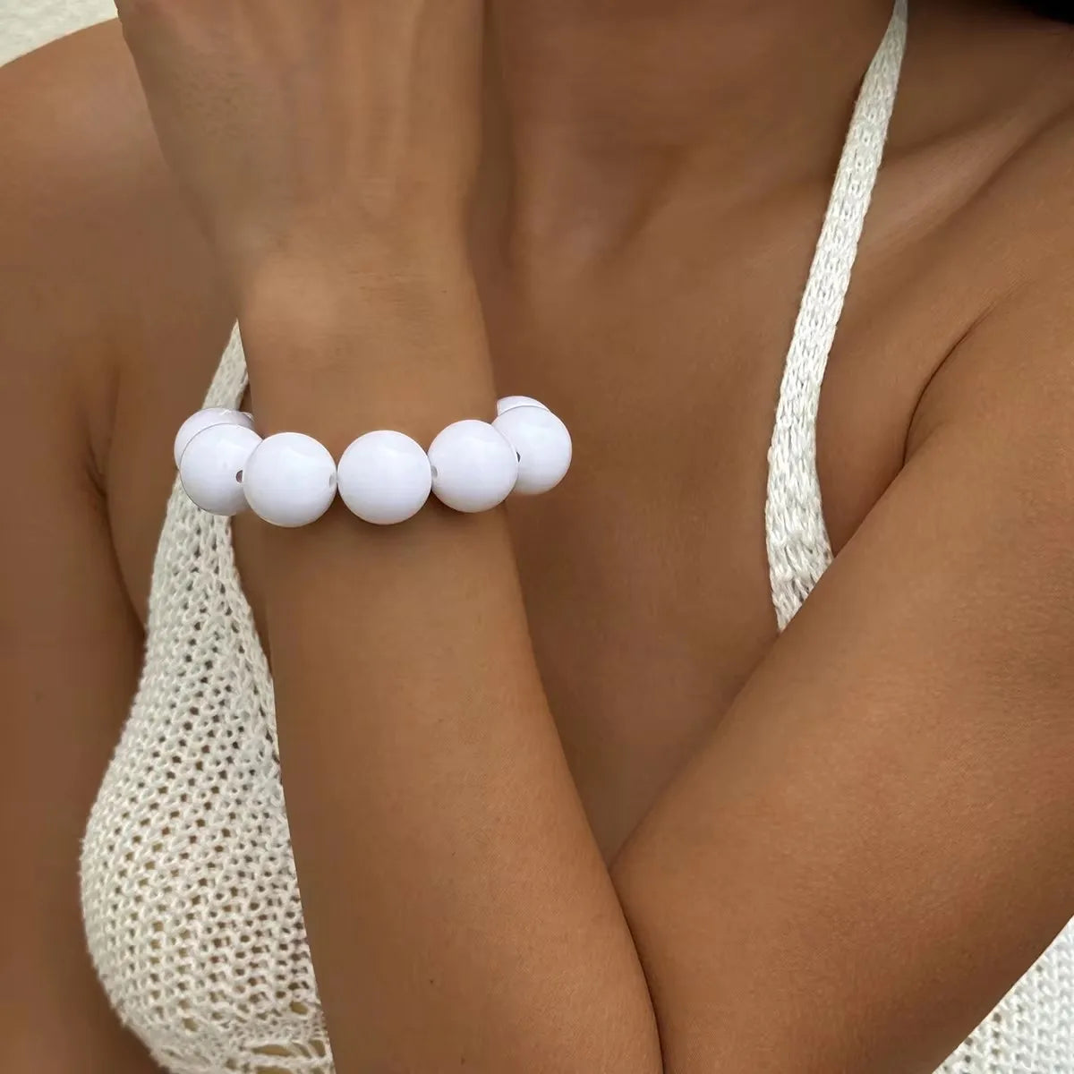 Tocona New Arrival Colorful Big Bead Bracelets for Women Personality Punk Resin Holiday Jewelry Accessories Wholesale Gift