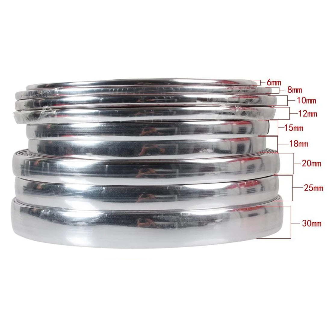 13M Silver Car Moulding Trim Strip Chrome Styling Decoration Tape Auto DIY Protective Sticker 6mm 8mm 10mm 12mm 15mm 20mm 30mm