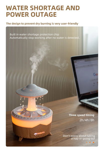 Creative UFO Aroma Diffuser Sprayer Air Humidifier with Water Mist Ring Works with Essential Oil Releases Fine Water Mists