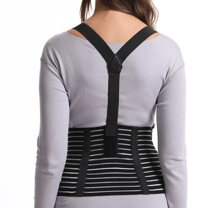 Double Support Back Abdomen Brace Shoulder Strap Lumbar Adjustable Black M-XXL NewSpecial Abdominal Care Belt for Pregnant Women