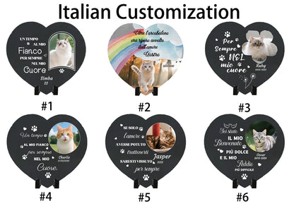 Personalized Pet Memorial Stone,Custom Cat Grave Marke Plaque With Photo&Name,Garden Slate Tombstone Pet Loss Remembrance Gift