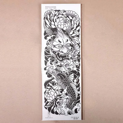 Hannya Full Arm Waterproof Temporary Tattoo Sticker, Long-lasting for 1-2 Weeks, Realistic Semi-Permanent Fake Tattoo