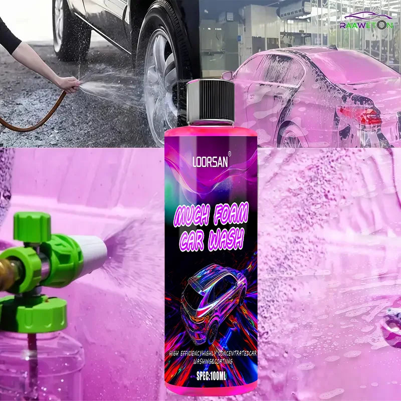 LOORSAN Pink High-Foam Car Wash Shampoo, Thick Snow Foam Cleaning Soap for Gentle Deep Cleaning & Gloss Enhancement