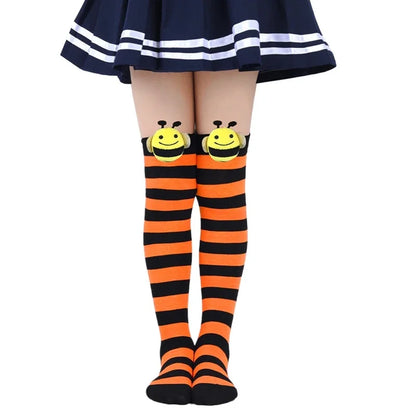Halloween Knee High Socks Cosplay Striped Stockings for Halloween Girls Bee Costume 7-12Years