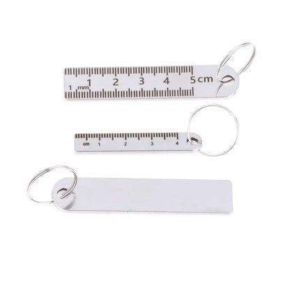 ♥Mini Stainless Steel Ruler Keychain | 1-5cm Portable Measuring Tool Key Rings (Anti-loss Measuring Ruler)