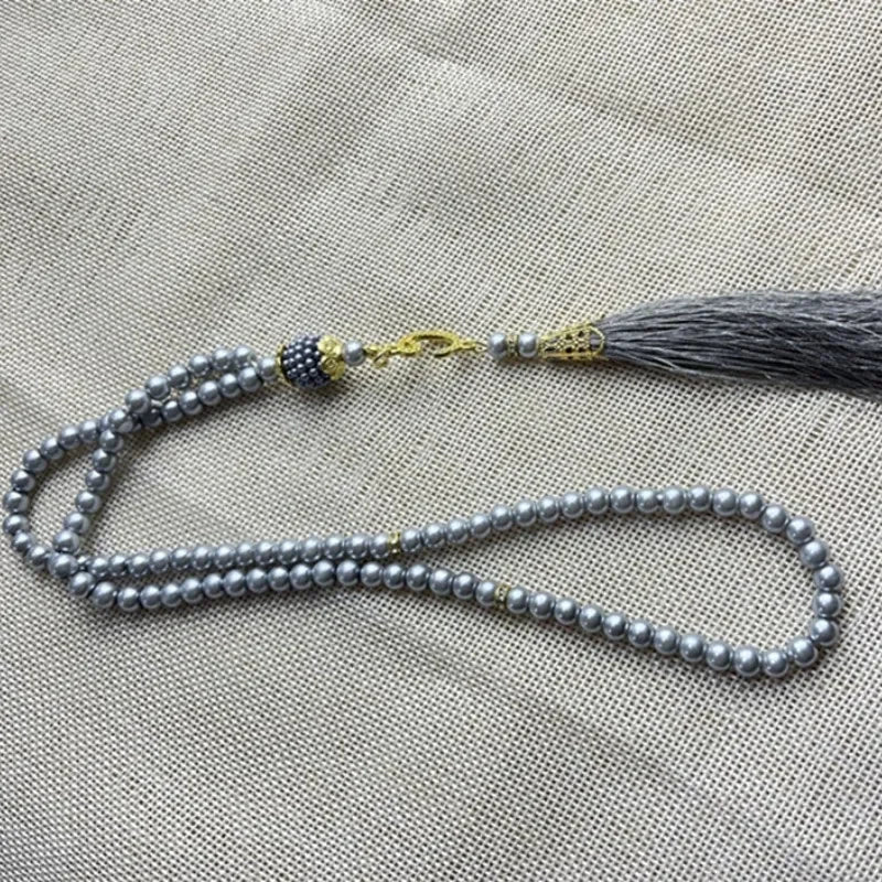 Muslim 99 Prayer Beads Tasbih Rosary Bracelet Islamic Misbaha Pearl Beads Tassel Necklace Ramadan Eid Jewelry for Women Men