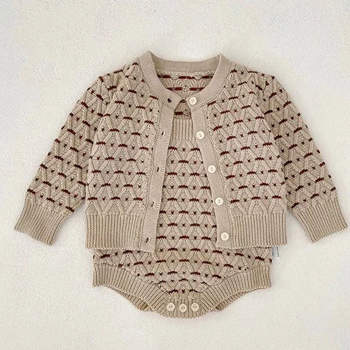 2025 New Autumn Toddler Baby Girl Clothes Set 0-3Yrs Infant Baby Girls Clothing Suit Long Sleeved Cardigan Sweater+PP Shorts