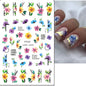 3d Nail Art Decals Spring Booming Violets Lavenders Purple Blue Pink Flowers Butterflys Stickers Decoration For Nail Tips Beauty