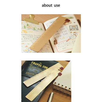 Fromthenon Vintage Art Travel Notebook Brass Bookmark Ruler Copper Number Letter Ruler DIY Accessories