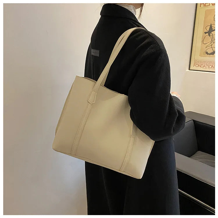 Large Capacity Women's Bag, New Soft Leather Tote Bag, Casual and Versatile Single Shoulder Bags for Woman Korean Style Handbags