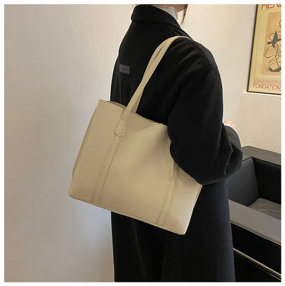 Large Capacity Women's Bag, New Soft Leather Tote Bag, Casual and Versatile Single Shoulder Bags for Woman Korean Style Handbags