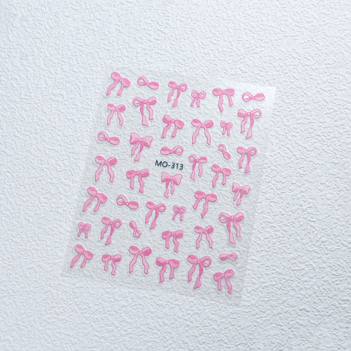 Bowknot Nail Stickers 3D Relief White Ribbon Cute Sweet Pink Self-Adhesive Nail Art Decoration Decals For Nail Tips Manicures
