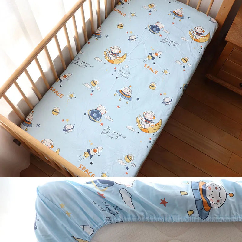 Baby Crib Fitted Sheet Newborns Bed Linen Children Cotton Cot Mattress Cover Protector For Toddler 130x70cm Allow Custom Size