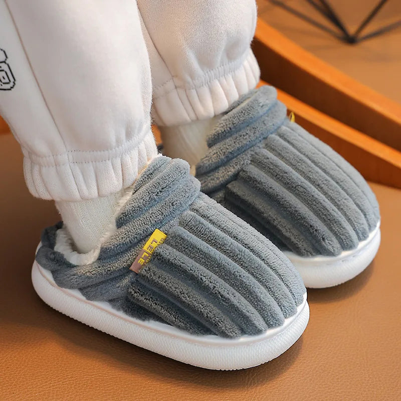 SmilePoP New Classic Fuzzy Kids Shoes Winter Outdoor Warm Antiskid Children's Slippers Indoor Furry Comfortable Home Girl Shoes