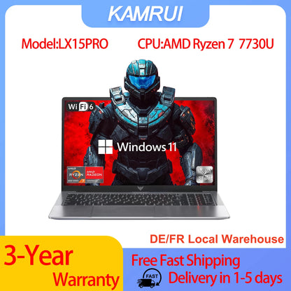 KAMRUI LX15PRO AMD Ryzen7 7730U 15.6 Gaming Laptop 16GB DDR4 RAM 512GB SSD WiFi 6 Windows 11 Laptops Computer for Video Editing
