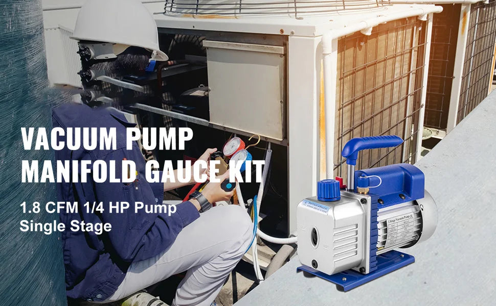 SucceBuy 1.8 CFM - 4.8 CFM Refrigerant Vacuum Pump Kits HVAC 1/3HP 1/4 HP with Manifold Gauge for Household Air Conditioning