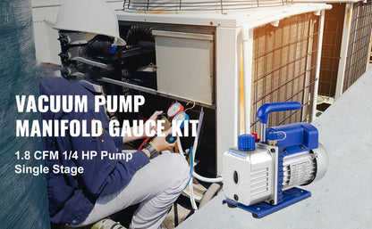 SucceBuy 1.8 CFM - 4.8 CFM Refrigerant Vacuum Pump Kits HVAC 1/3HP 1/4 HP with Manifold Gauge for Household Air Conditioning