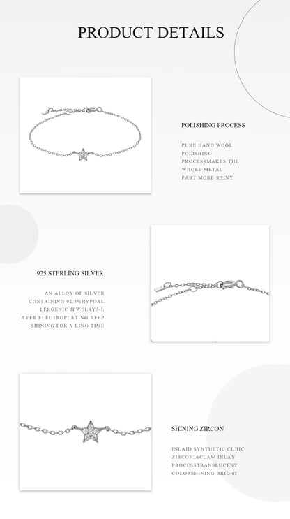 ANDYWEN 2020 New 925 Sterling Silver Gold Starry Sky Spakle Star Linked CZ Zircon Chain Bracelet Women Fine Jewelry Luxury
