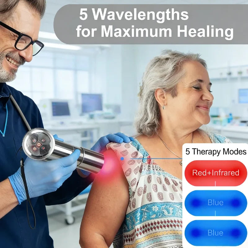 5 Wavelengths Red Light Near Infrared Therapy 940nm, Deep Tissue Pain Relief Physical Treatment for Arthritis Sciatica