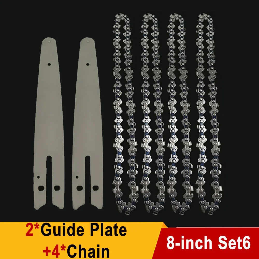 8 Inch Saw Bar 1/4"P Electric Saw 45 knots 22 knives Electric Chain Saw Guide Replacement Mini Steel Chainsaw Chains Garden Tool
