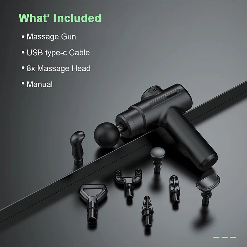 Electric Deep Tissue Massage Gun with 8 Interchangeable Heads for Arms Back Legs & Full Body, Portable Device for Sport