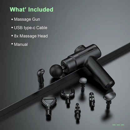 Electric Deep Tissue Massage Gun with 8 Interchangeable Heads for Arms Back Legs & Full Body, Portable Device for Sport