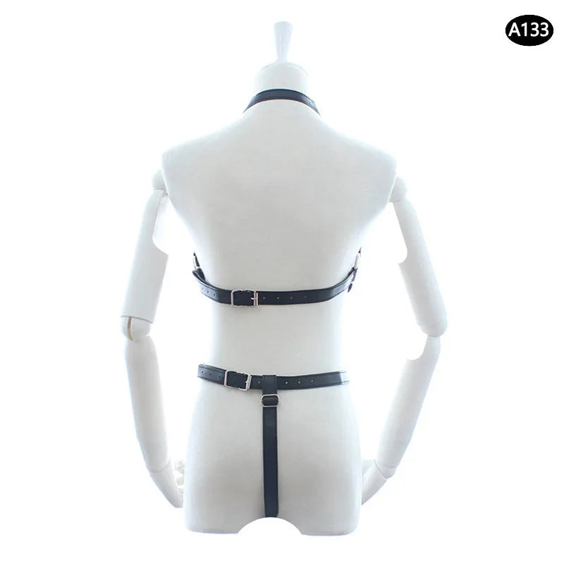 Bondage Harness Metal Leather Clothes Sexy Lingerie Bra Panty Adult Games Restraints Fetish Wear Erotic Costume BDSM Sex Toys