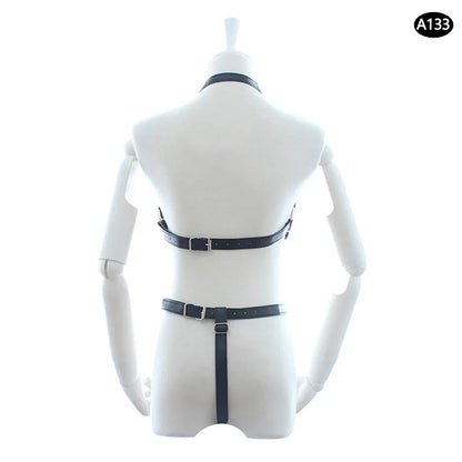 Bondage Harness Metal Leather Clothes Sexy Lingerie Bra Panty Adult Games Restraints Fetish Wear Erotic Costume BDSM Sex Toys