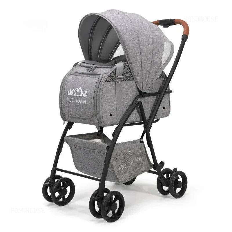 Lightweight and Foldable  Stroller Pet Bag Dog Stroller Dog Scooter Dog Trolley with Storage Basket Stroller for Animals