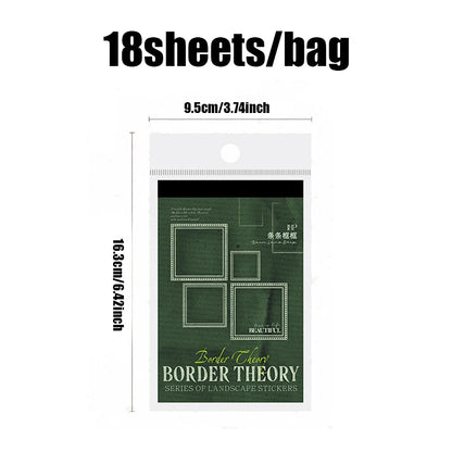 Mr. Paper 18pcs/bag Basic Border Theme Dual-Material Die-Cut Stickers Handbook Materials DIY Scrapbook Journal Frame Photo Album