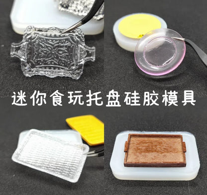 Miniature Food Play Mini Vintage Plate Fruit Plate Dinner Plate Doll House Mini Baking Baking Pan Organizer Jar Silicone Mold