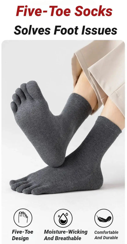 5Pairs Five Fingers Toe Socks Breathable Cotton Unisex Sports Running Sweat Absorbent Antibacterial Ankle Crew
