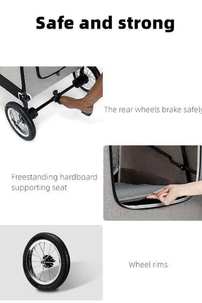 STLF(Ready to Ship) Manufacture Large Pet Stroller for Big Dog Safety Outdoor Walking Travel Foldable Trolley