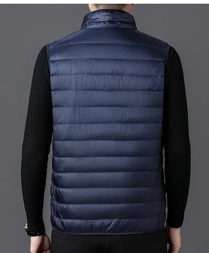 2025 Autumn Winter Men' Sleeveless Vest Jackets Fashion Male Cotton-Padded Vest Coats Men Stand Collar Warm Waistcoats Clothing