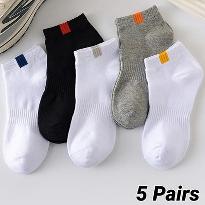 Men Ankle Socks Fashionable Letter Sports Style Odor Proof Sweat Absorbing Breathable Invisible Running Cloth Standard Boat Sock