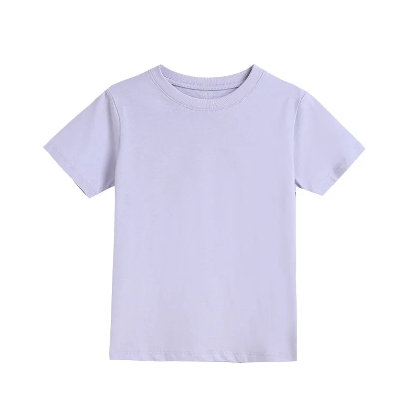 2-16 Years Summer Kids Boys Girls T-shirts Solid Cotton Breathable Teenager Short Tops Children's Tees Casual Shirt Baby Clothes