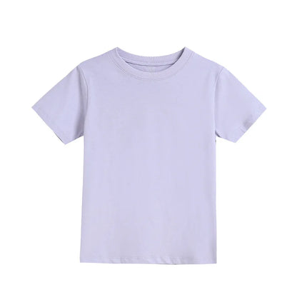 2-16 Years Summer Kids Boys Girls T-shirts Solid Cotton Breathable Teenager Short Tops Children's Tees Casual Shirt Baby Clothes