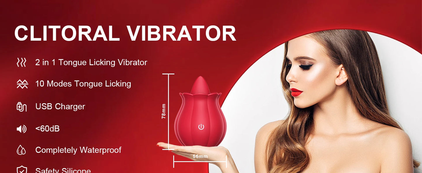 Rose toy Swing Tongue Licking Vibrator Female Powerful Oral Nipple Clitoris Stimulator Massager Adults Goods Sex Toys for Women
