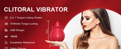 Rose toy Swing Tongue Licking Vibrator Female Powerful Oral Nipple Clitoris Stimulator Massager Adults Goods Sex Toys for Women