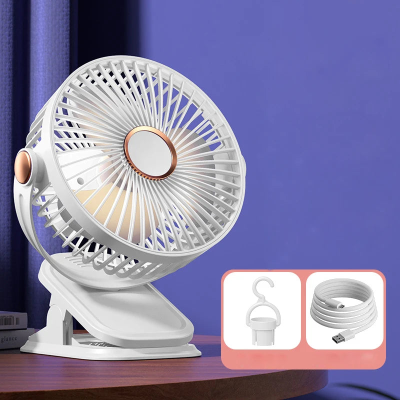 Stroller Fan for Baby Stroller Cart Hanging Fan Clip Mini Fan USB Quiet Electric Clip Fan Home 3 Speed Desktop Small Cooling Fan