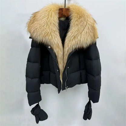 Women's winter jacket New detachable fox fur collar down coats for winter 2025 white duck down filled warm thick coat outerwears
