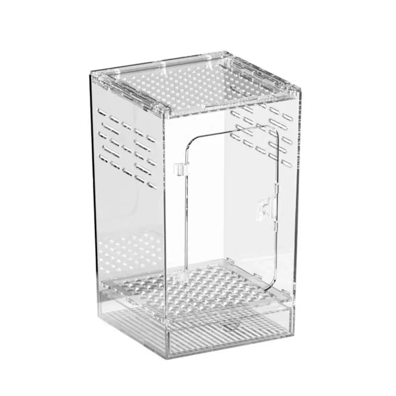 Arboreal Transparent PC Reptile Tank Vertical Terrarium Habitat Ventilated Breeding Cage for Crested Gecko, Tree Frog, Tarantula