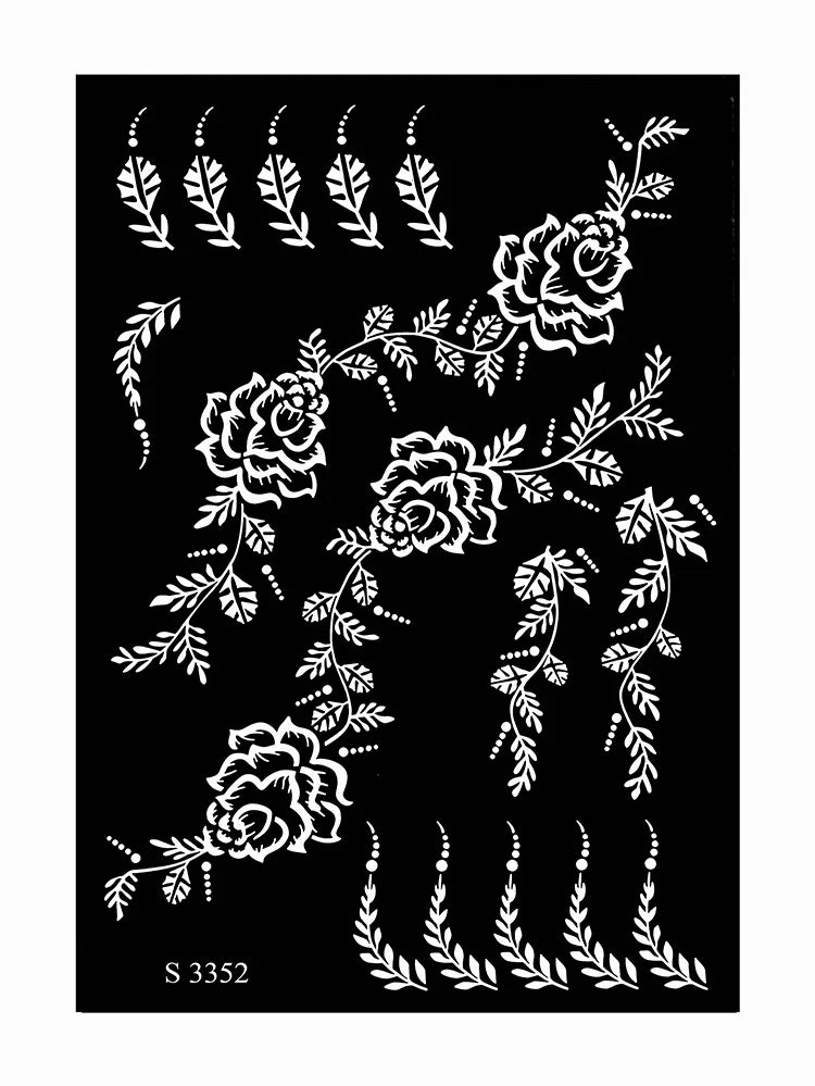 Flower Tattoo Stencil Reusable Henna Template for Hand and Body Henna Tattoo Design for Wedding Festival Party Tattoo Tools