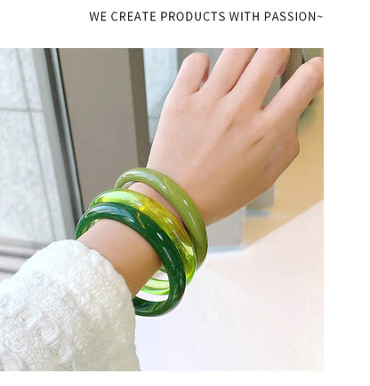 3pcs New Vintage Resin Acrylic Bangle Set for Women Jewelry Korean Cuff Bangles Bracelets with Charms Designer Round New Gifts