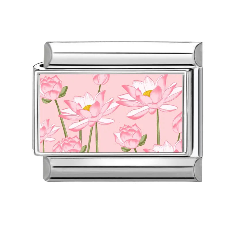 2025 Women's Fashion Colorful Flowers Oil Painting Style Series Italian Charms Fit 9mm Stainless Steel Bracelet DIY Jewelry Gift