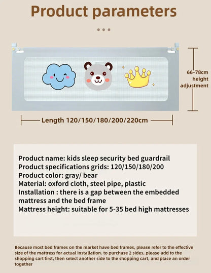IMBABY Bed Guardrail Liftable Crib Protectors Adjustable Handrail Bed Safety Children Washable Baby Safety Bed Barrier Bumper