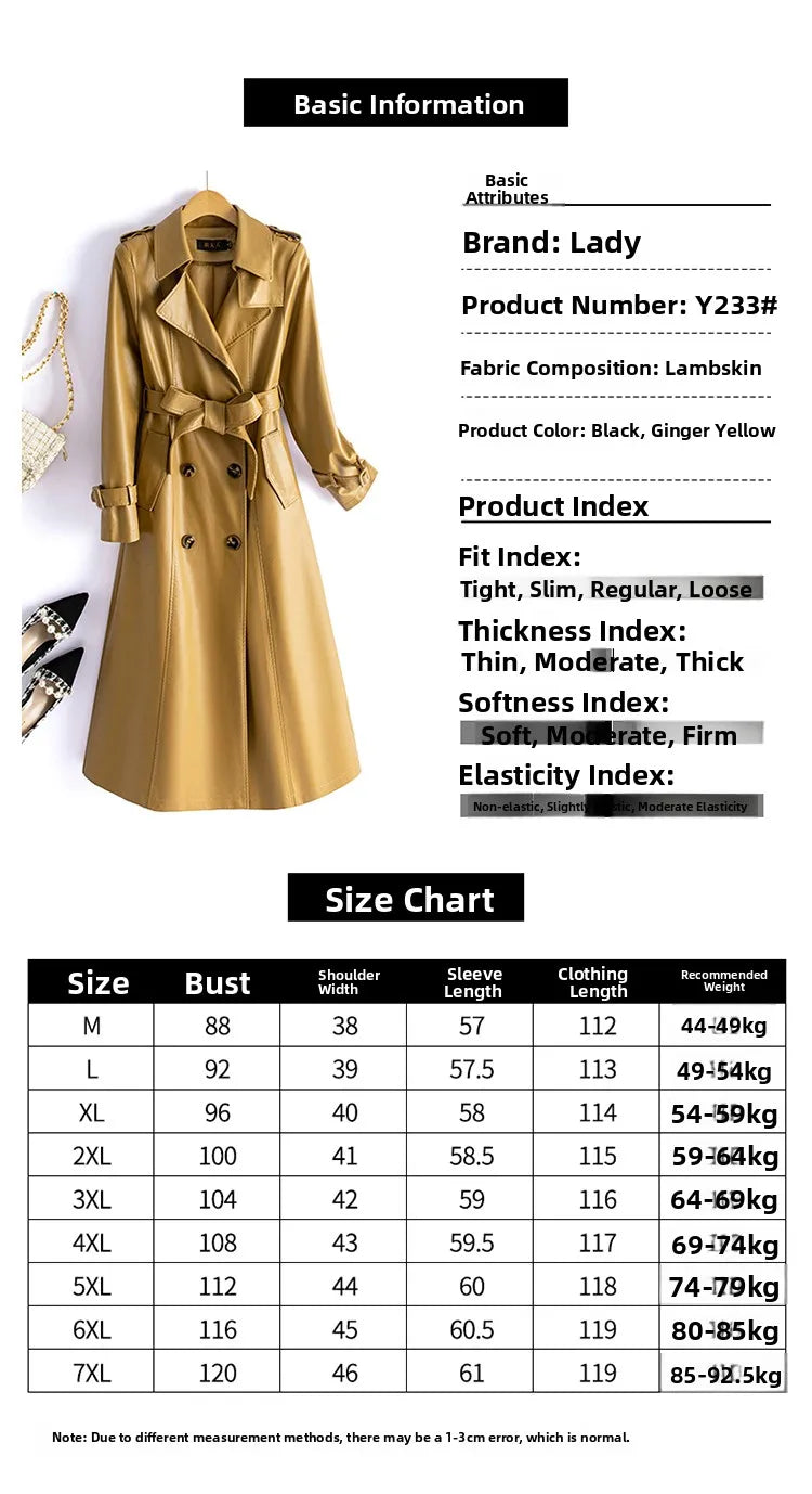 Real Leather Sheepskin Coat Women's Mid-Length Stylish Slimming Autumn Winter New Korean Style Coat Over-Knee Outerwear